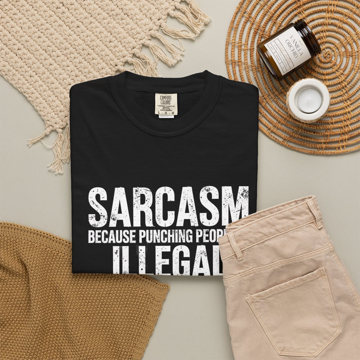 Sarcasm Because Punching People Is Illegal Tee — Funny Graphic T-Shirt