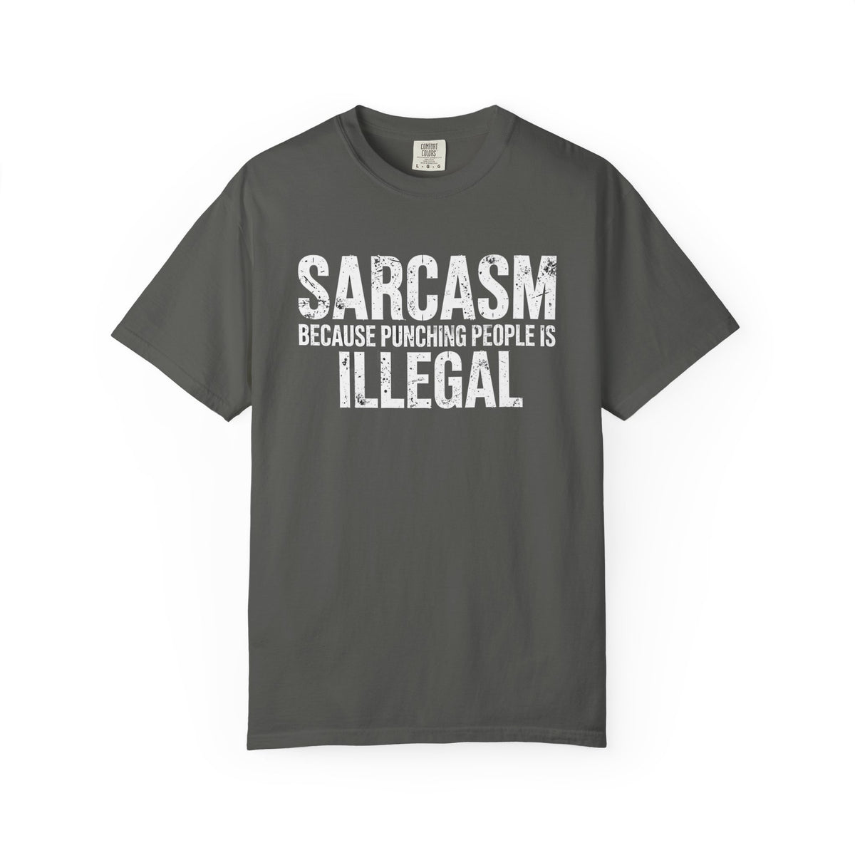 T-Shirt — Distressed Block Text Graphic Tee (Vintage White)