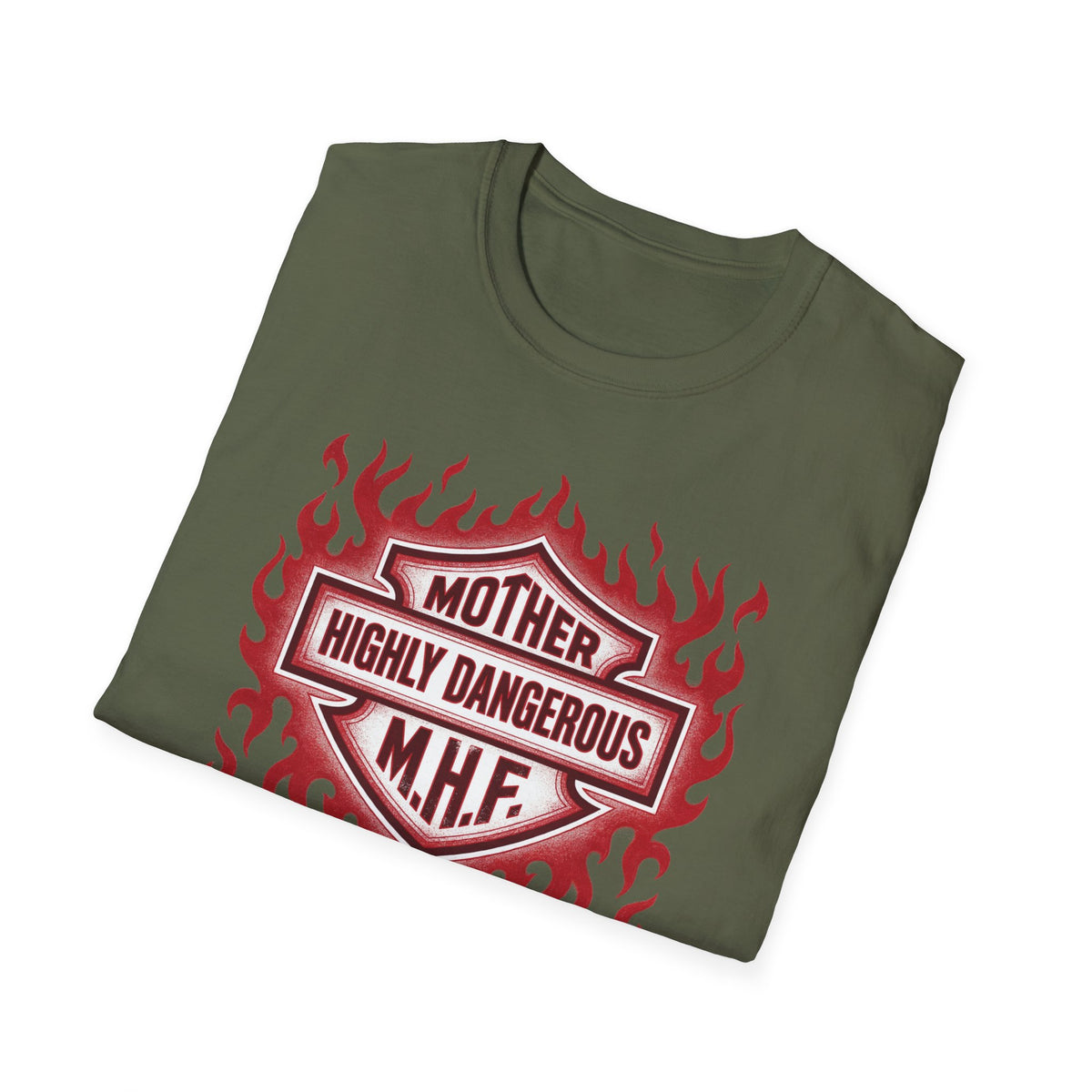 Mother Highly Dangerous M.H.F. T-Shirt — Flaming Badge Graphic Tee