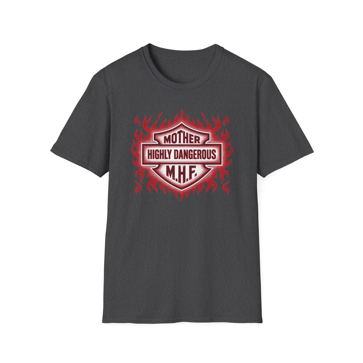 Mother Highly Dangerous M.H.F. T-Shirt — Flaming Badge Graphic Tee