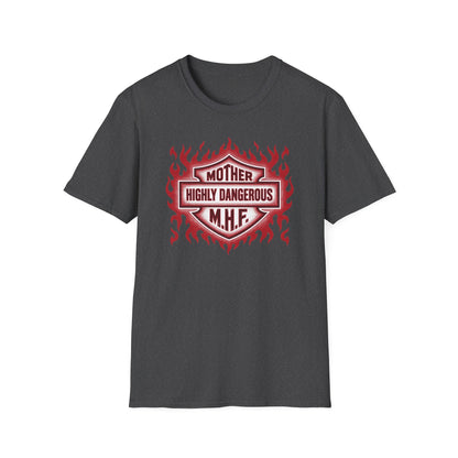 Mother Highly Dangerous M.H.F. T-Shirt — Flaming Badge Graphic Tee