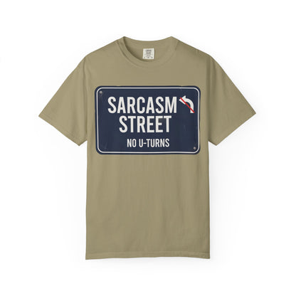 Sarcasm Street T-Shirt — 'No U-Turns' Street Sign Graphic Tee