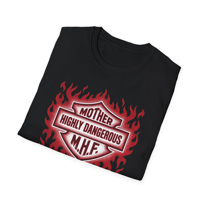 Mother Highly Dangerous M.H.F. T-Shirt — Flaming Badge Graphic Tee