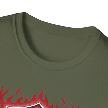Mother Highly Dangerous M.H.F. T-Shirt — Flaming Badge Graphic Tee