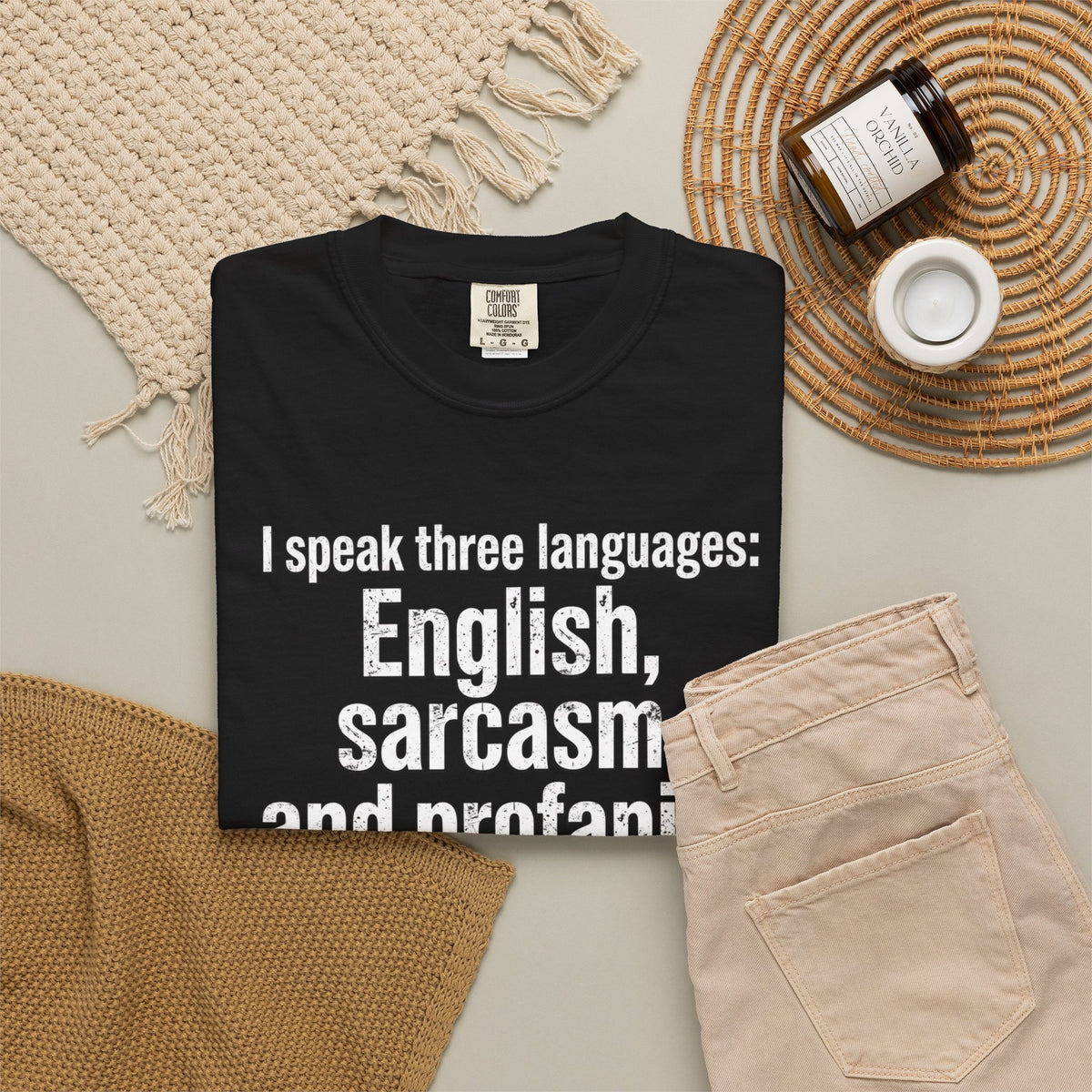 Sarcasm & Profanity T-Shirt — I Speak Three Languages Graphic Tee
