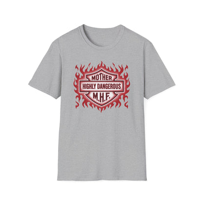 Mother Highly Dangerous M.H.F. T-Shirt — Flaming Badge Graphic Tee