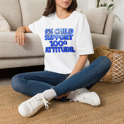 Graphic T-Shirt — "0% Child Support 1000% Attitude" Bold Blue Tee