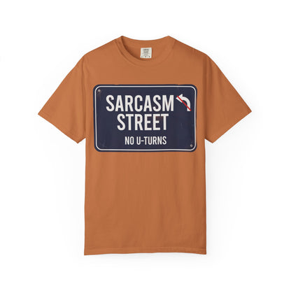 Sarcasm Street T-Shirt — 'No U-Turns' Street Sign Graphic Tee