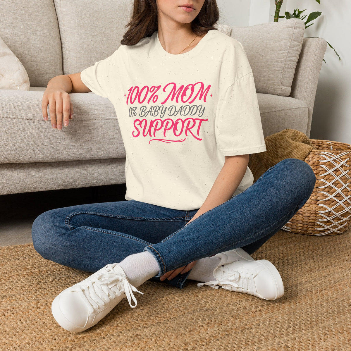 Mom T‑Shirt — “100% MOM 0% Baby Daddy Support” Graphic Tee