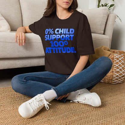 Graphic T-Shirt — "0% Child Support 1000% Attitude" Bold Blue Tee