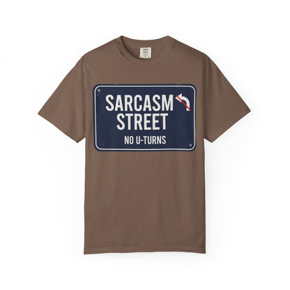 Sarcasm Street T-Shirt — 'No U-Turns' Street Sign Graphic Tee