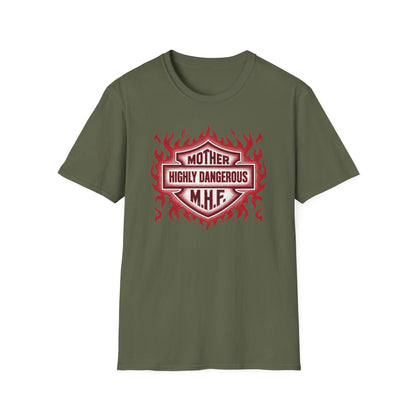 Mother Highly Dangerous M.H.F. T-Shirt — Flaming Badge Graphic Tee