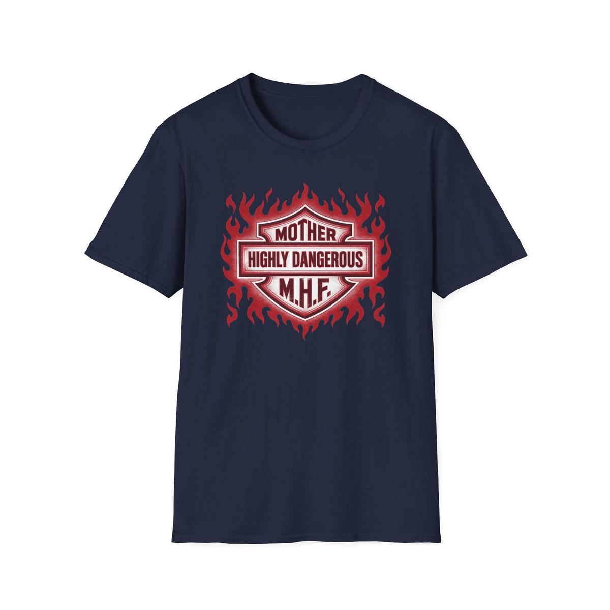 Mother Highly Dangerous M.H.F. T-Shirt — Flaming Badge Graphic Tee