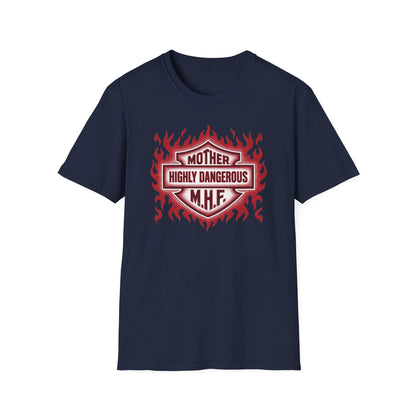 Mother Highly Dangerous M.H.F. T-Shirt — Flaming Badge Graphic Tee