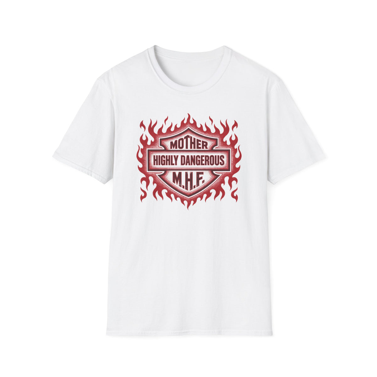 Mother Highly Dangerous M.H.F. T-Shirt — Flaming Badge Graphic Tee