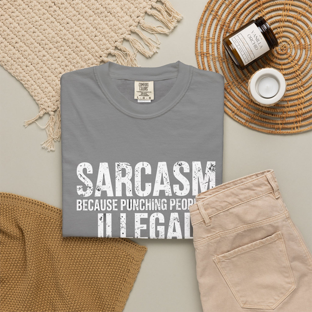 Sarcasm Because Punching People Is Illegal Tee — Funny Graphic T-Shirt