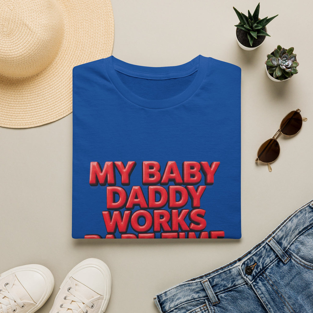 T-Shirt — "My Baby Daddy Works Part Time For Satan" Funny Graphic Tee