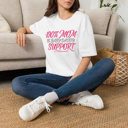 Mom T‑Shirt — “100% MOM 0% Baby Daddy Support” Graphic Tee
