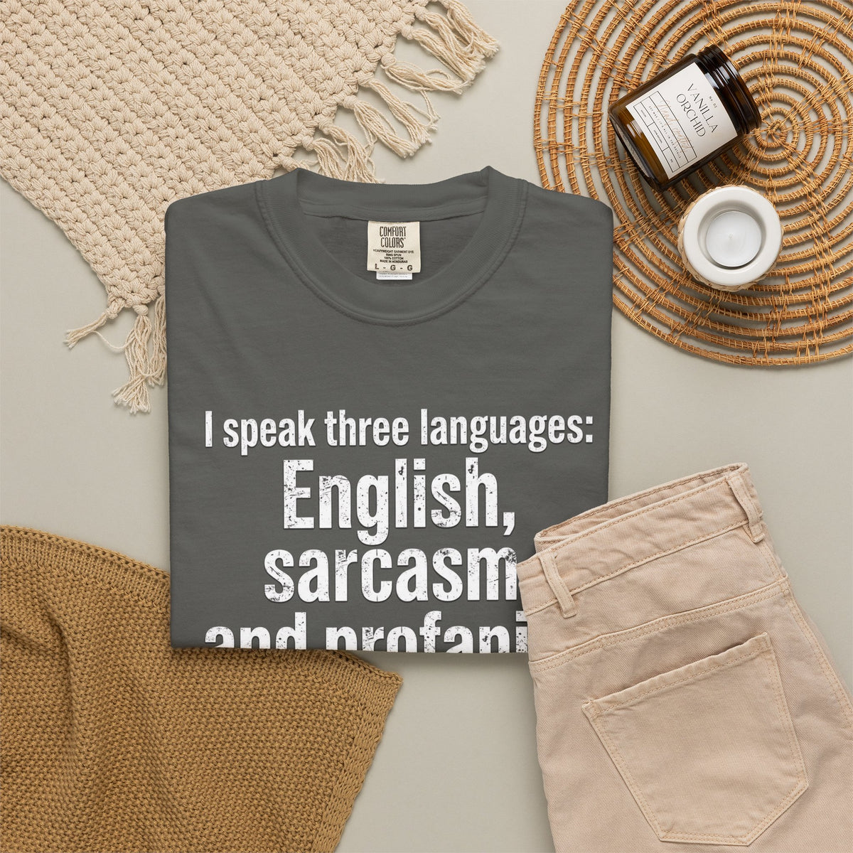 Sarcasm & Profanity T-Shirt — I Speak Three Languages Graphic Tee