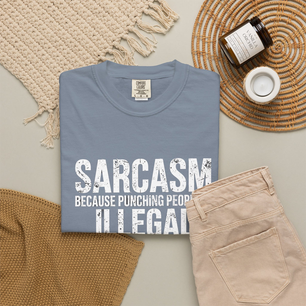 Sarcasm Because Punching People Is Illegal Tee — Funny Graphic T-Shirt