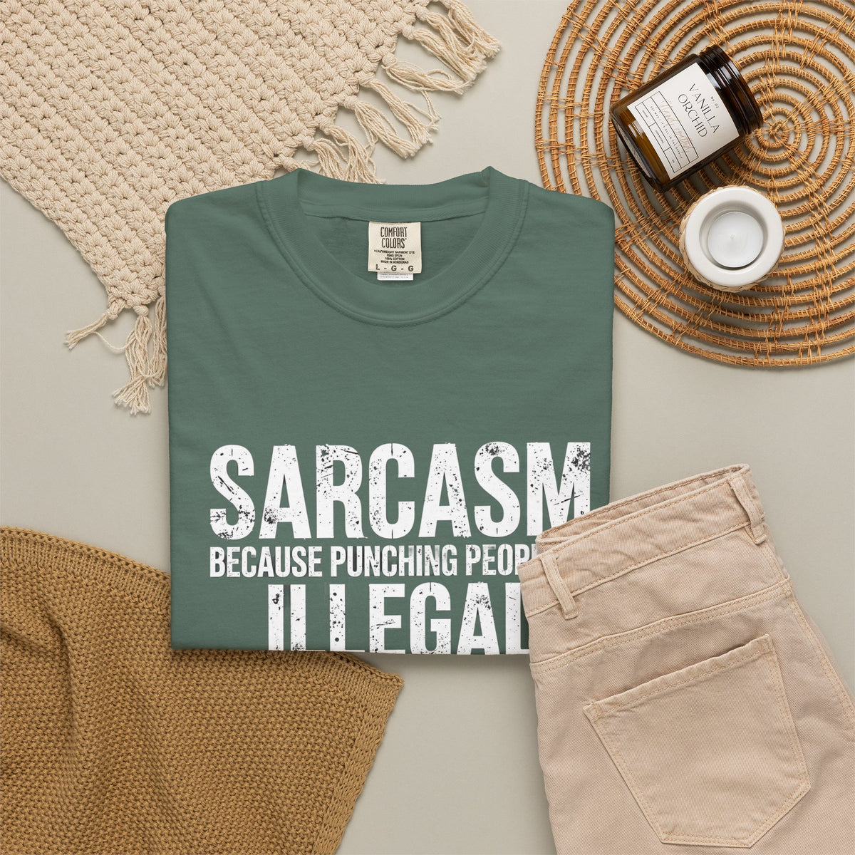 Sarcasm Because Punching People Is Illegal Tee — Funny Graphic T-Shirt