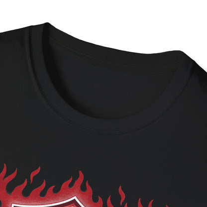 Mother Highly Dangerous M.H.F. T-Shirt — Flaming Badge Graphic Tee