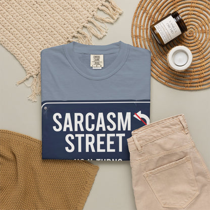 Sarcasm Street T-Shirt — 'No U-Turns' Street Sign Graphic Tee