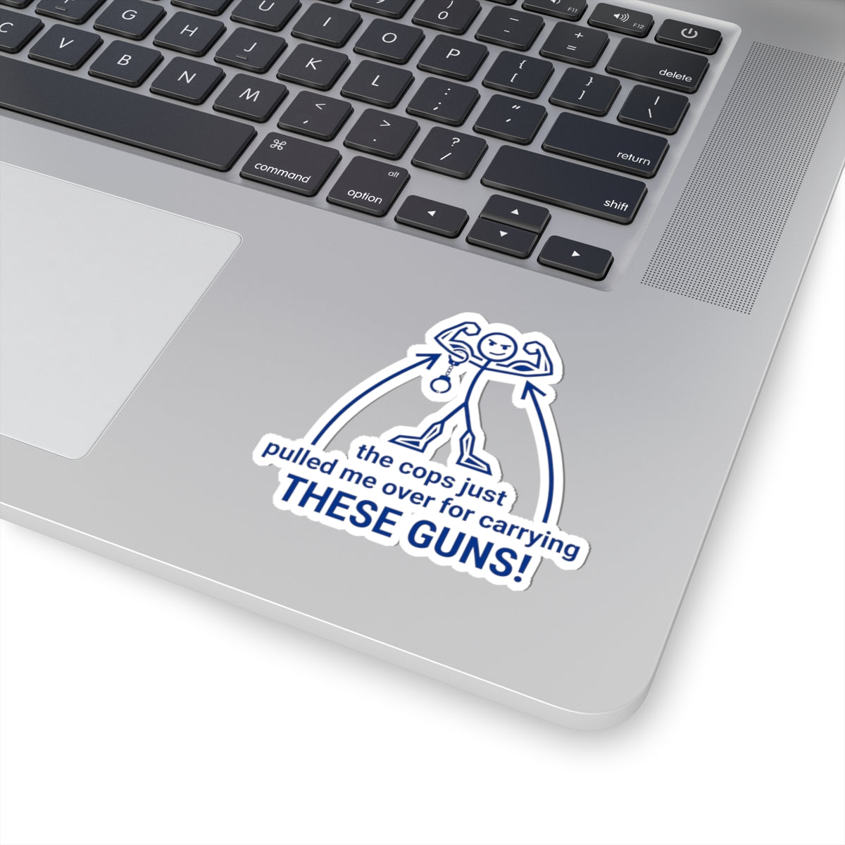 Kiss-Cut Sticker — "The Cops Just Pulled Me Over for Carrying THESE GUNS" Funny Muscle Arms Decal