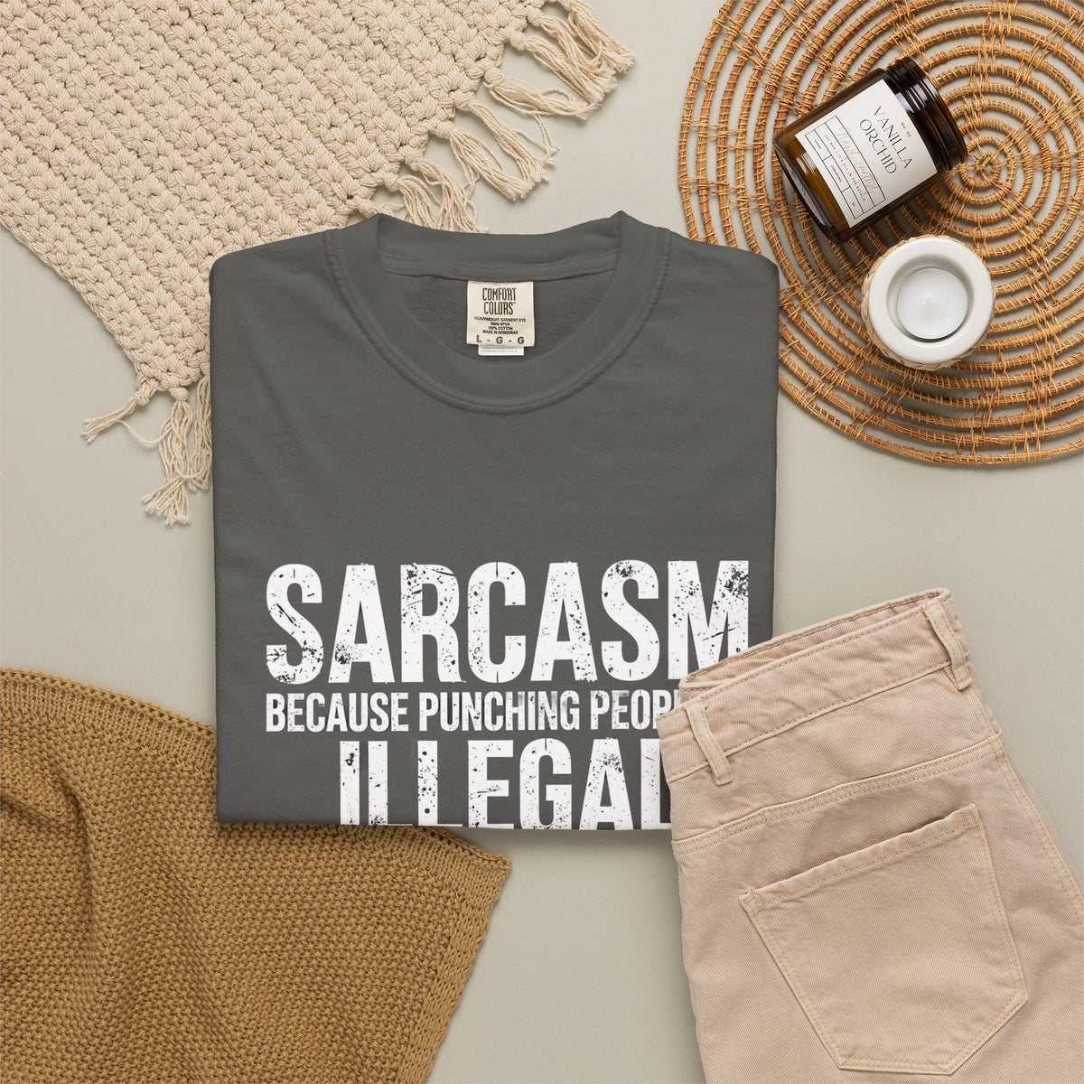 Sarcasm Because Punching People Is Illegal Tee — Funny Graphic T-Shirt