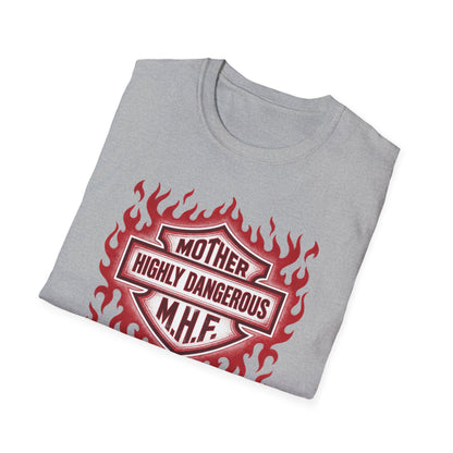 Mother Highly Dangerous M.H.F. T-Shirt — Flaming Badge Graphic Tee