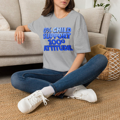 Graphic T-Shirt — "0% Child Support 1000% Attitude" Bold Blue Tee