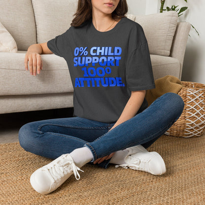 Graphic T-Shirt — "0% Child Support 1000% Attitude" Bold Blue Tee