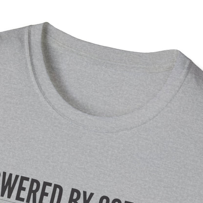 Powered by Coffee T-Shirt — "Powered by Coffee, Sustained by Sarcasm, Protected by My Kids"