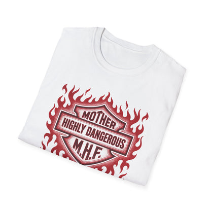 Mother Highly Dangerous M.H.F. T-Shirt — Flaming Badge Graphic Tee