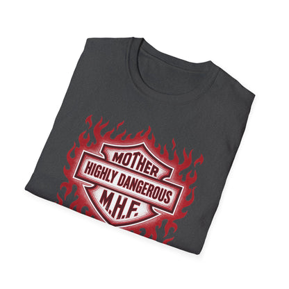 Mother Highly Dangerous M.H.F. T-Shirt — Flaming Badge Graphic Tee